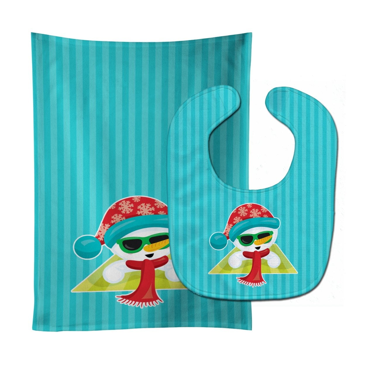 Beach Snowman No.2 Baby Bib & Burp Cloth