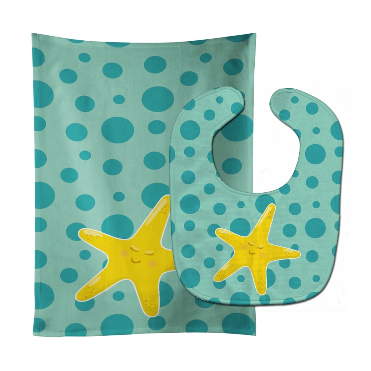 Beach Starfish Baby Bib & Burp Cloth