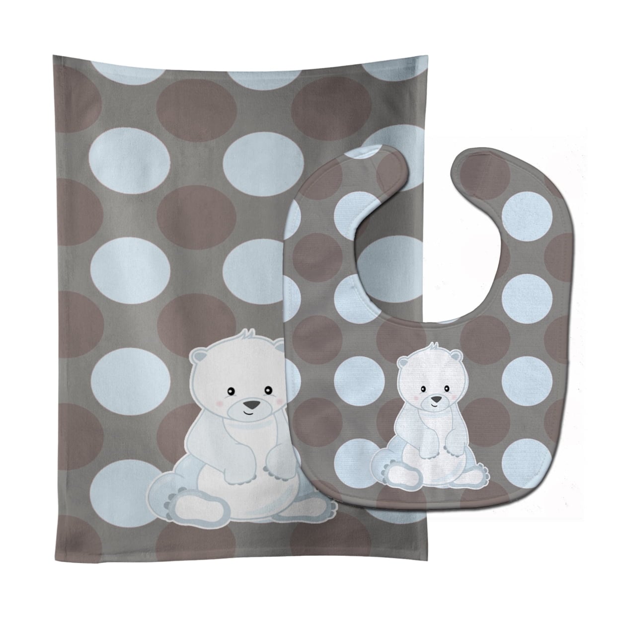 Bear on Polkadots Baby Bib & Burp Cloth