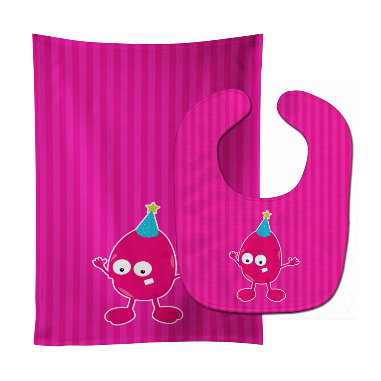 Birthday Monster Pink Baby Bib & Burp Cloth