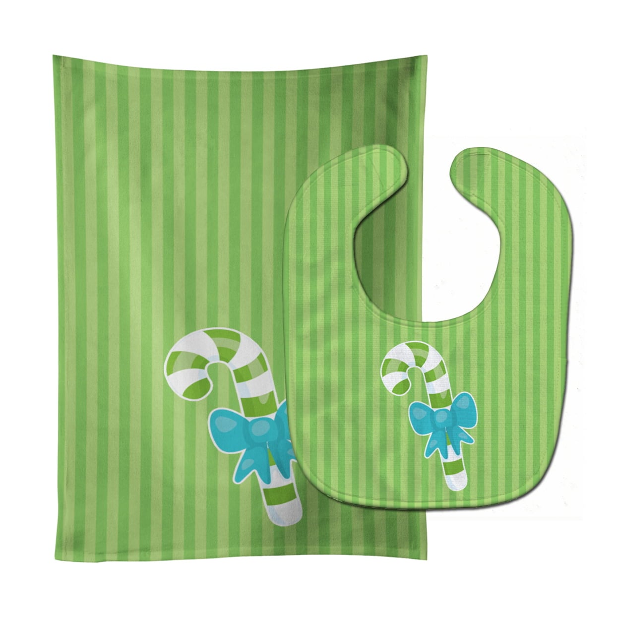 Christmas Candy Cane No.2 Baby Bib & Burp Cloth