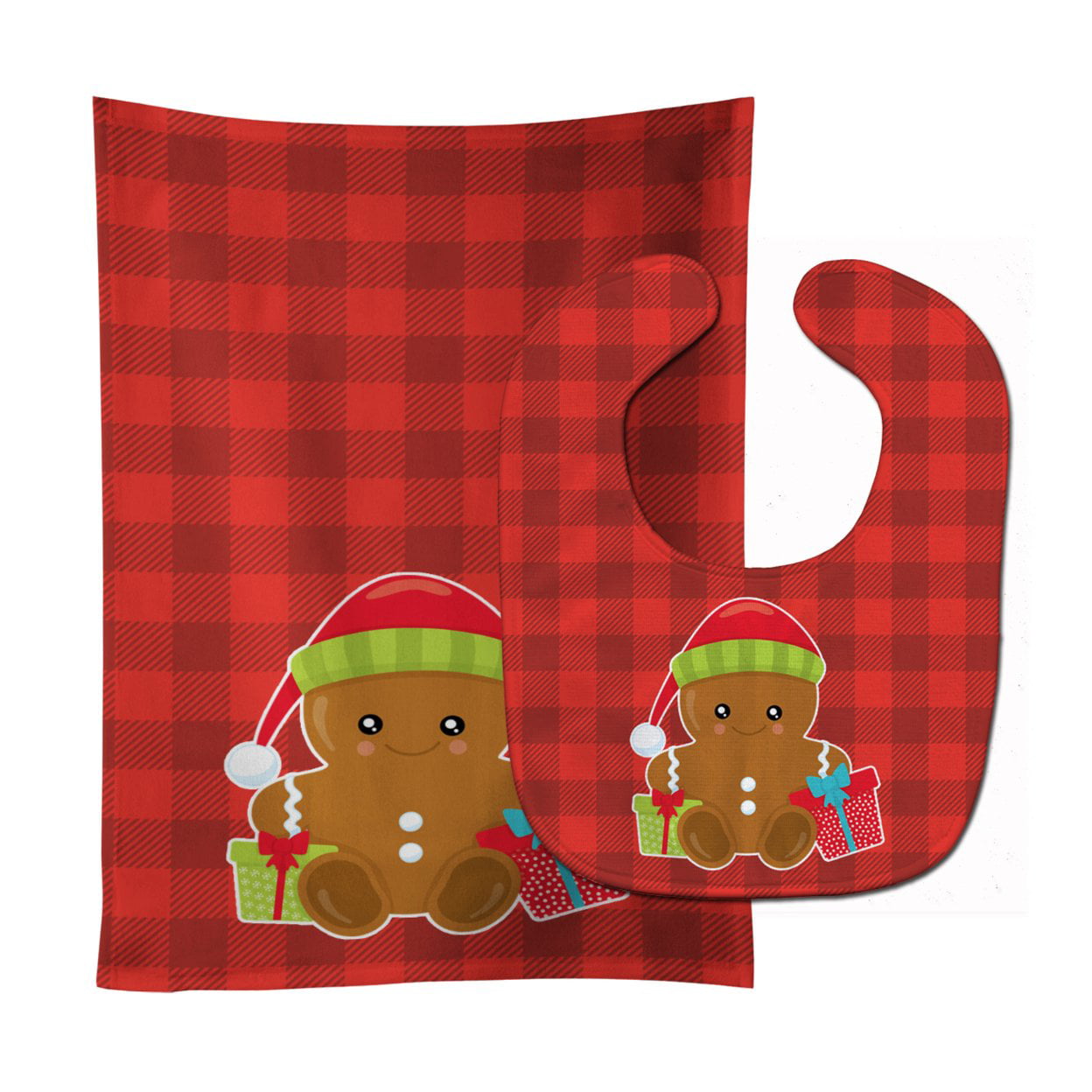 Christmas Gingerbread Presents Baby Bib & Burp Cloth
