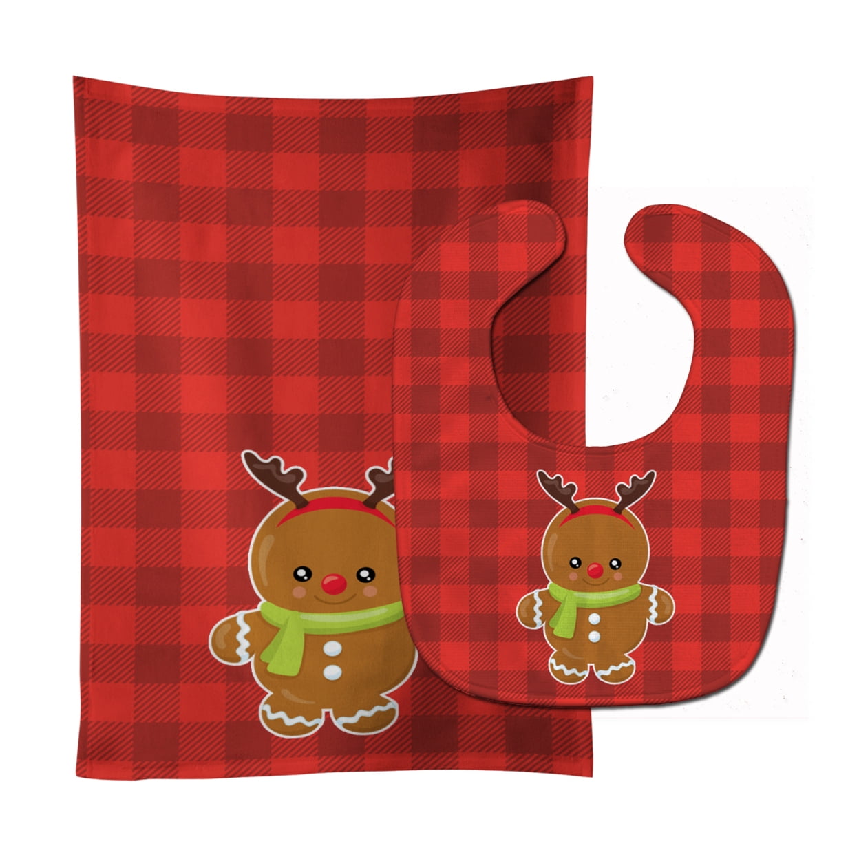 Christmas Gingerbread Reindeer Baby Bib & Burp Cloth