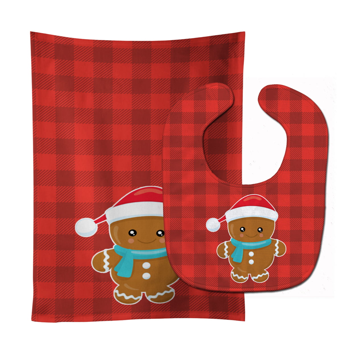 Christmas Gingerbread Santa Hat Baby Bib & Burp Cloth