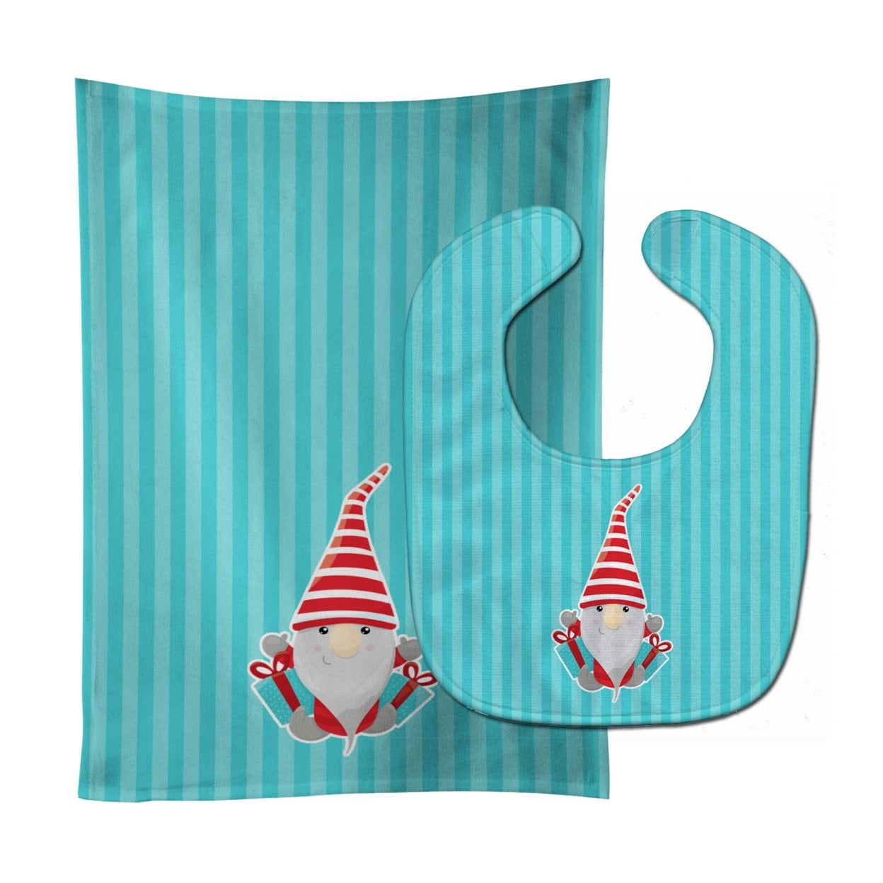 Christmas Gnome Presents Baby Bib & Burp Cloth