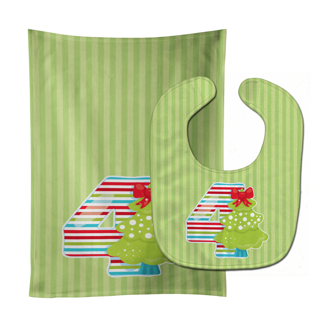 Christmas Month 4 Baby Bib & Burp Cloth
