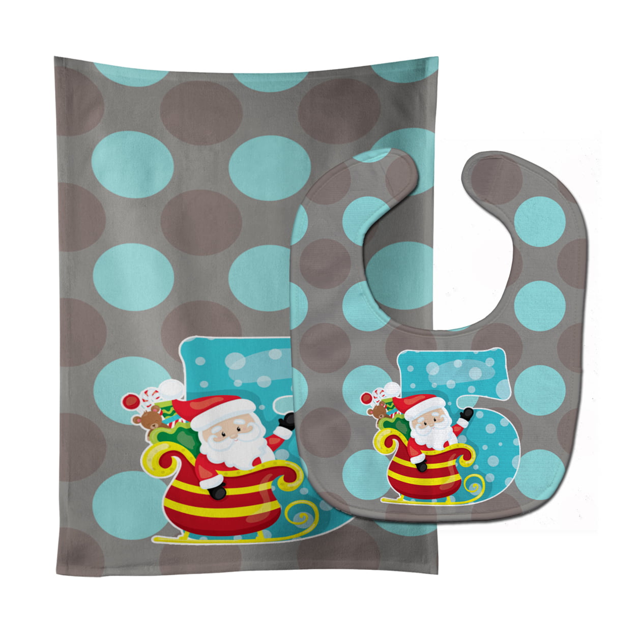Christmas Month 5 Baby Bib & Burp Cloth