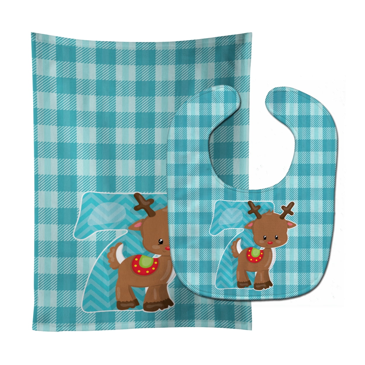 Christmas Month 7 Reindeer Baby Bib & Burp Cloth