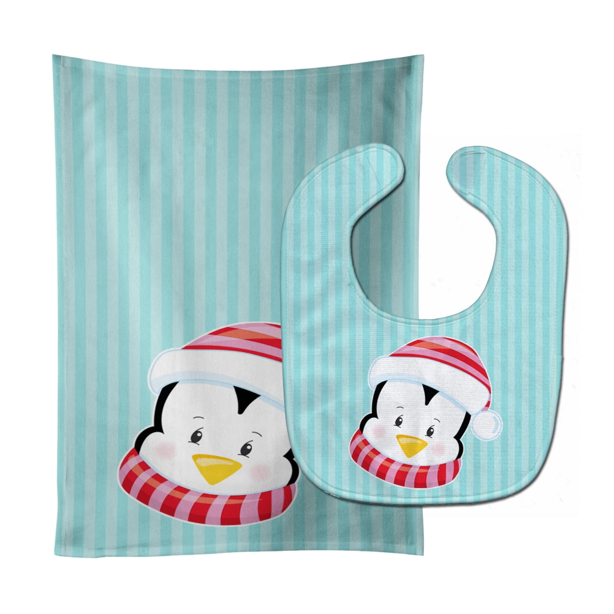 Christmas Penquin No.1 Baby Bib & Burp Cloth
