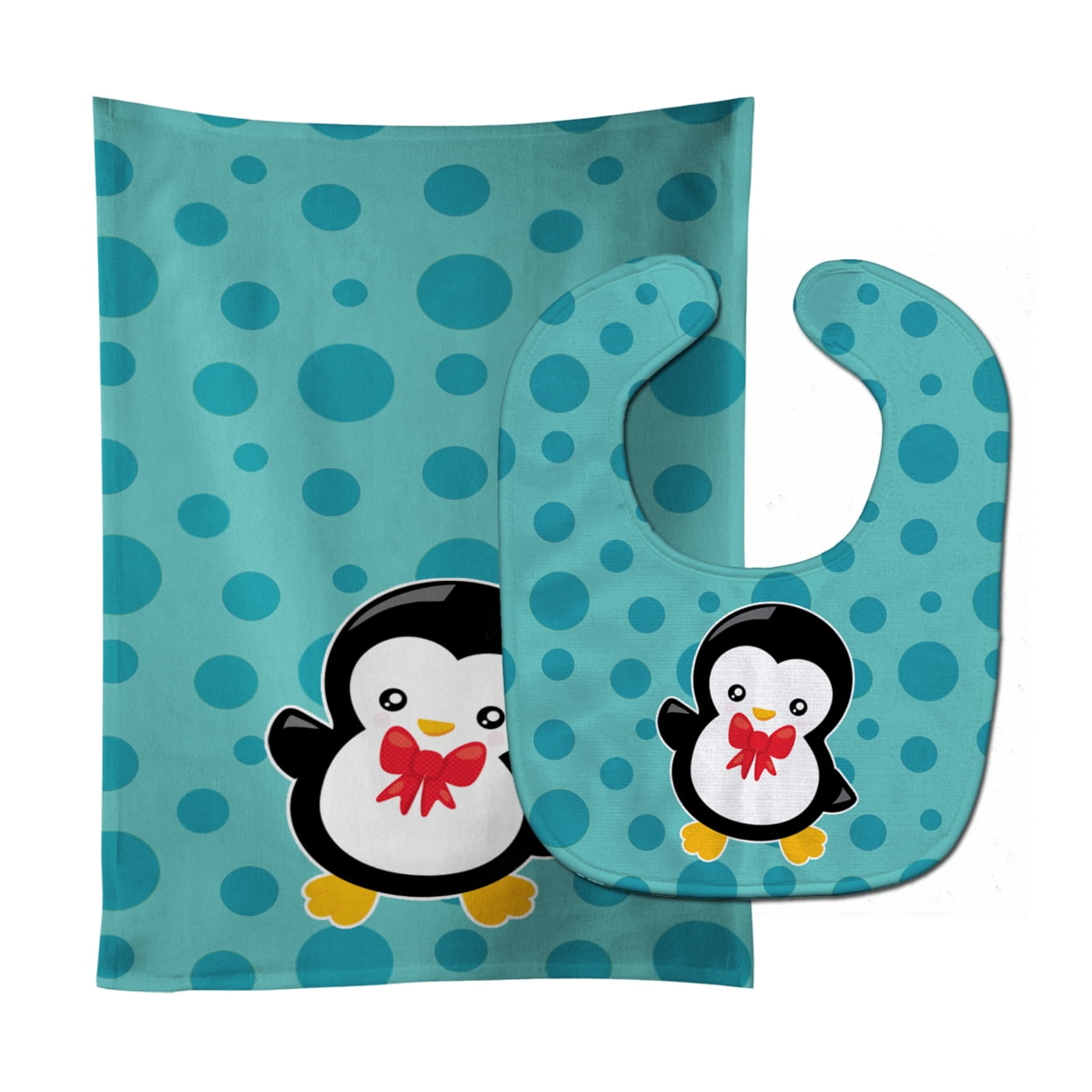 Christmas Penquin No.5 Baby Bib & Burp Cloth