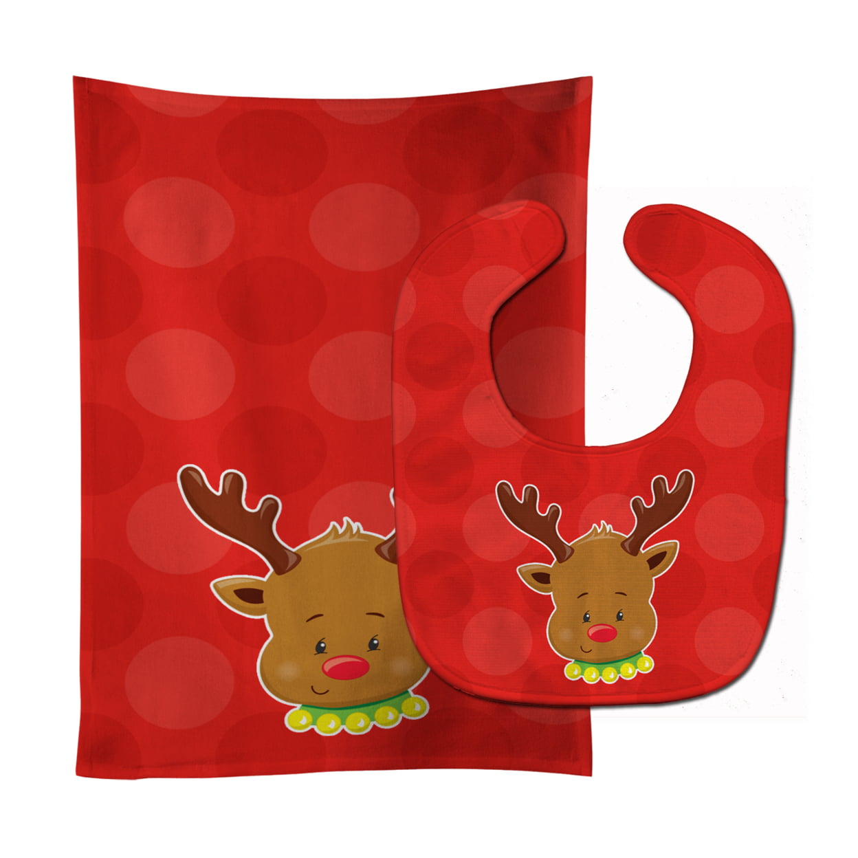 Christmas Reindeer No.1 Baby Bib & Burp Cloth