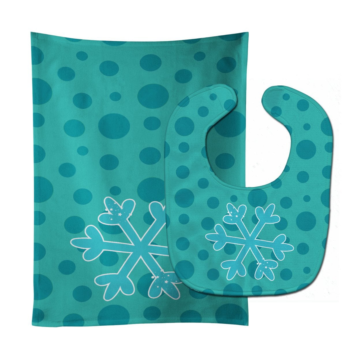 Christmas Snowflake Blue Baby Bib & Burp Cloth