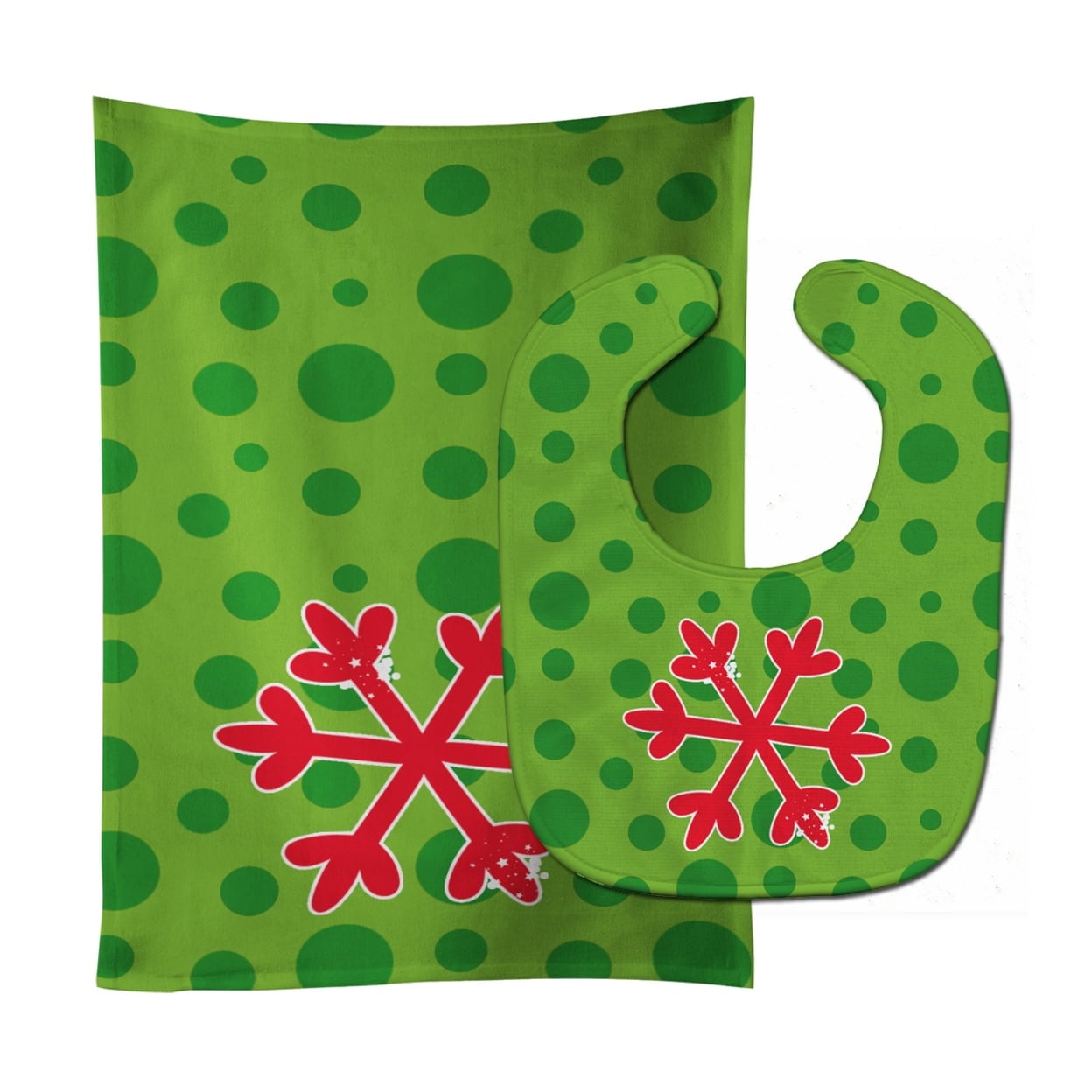 Christmas Snowflake Red Baby Bib & Burp Cloth