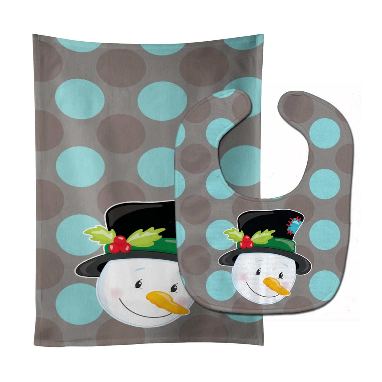 Christmas Snowman Baby Bib & Burp Cloth