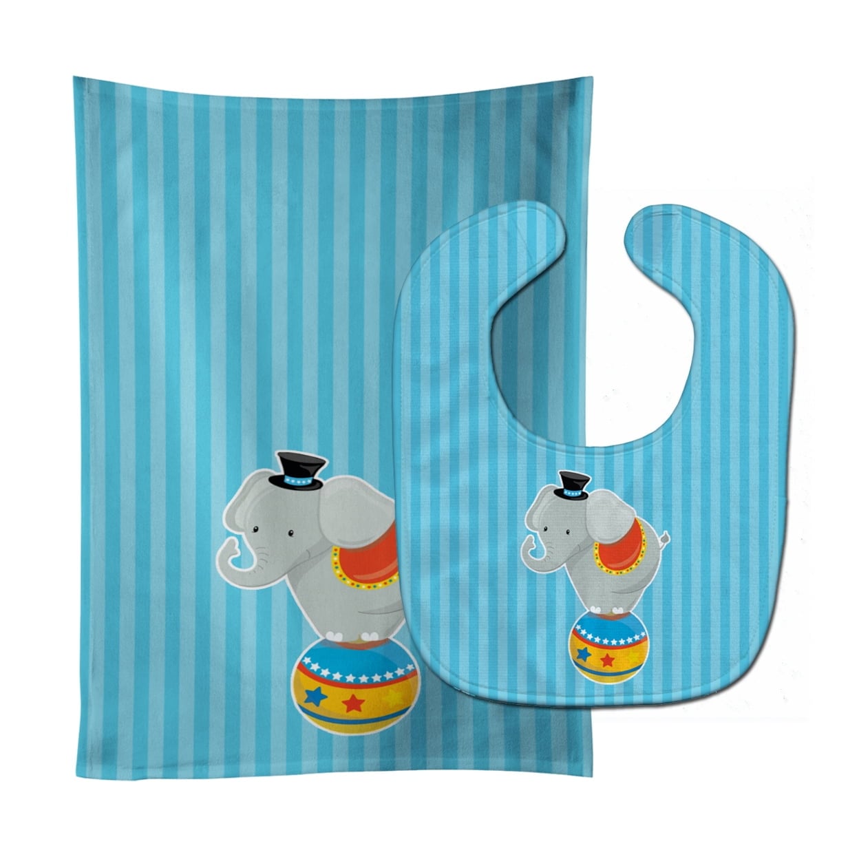 Circus Elephant Baby Bib & Burp Cloth