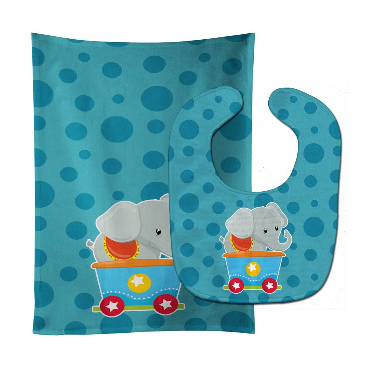 Circus Elephant Train Car Baby Bib & Burp Cloth