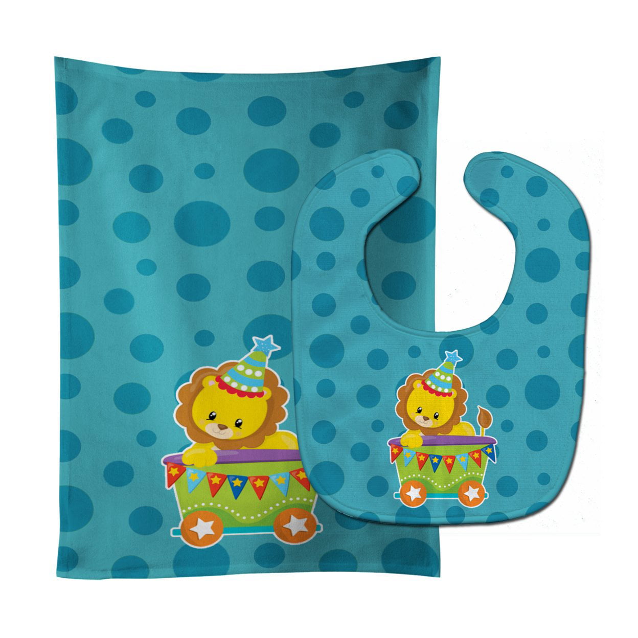 Circus Lion Train Car Baby Bib & Burp Cloth