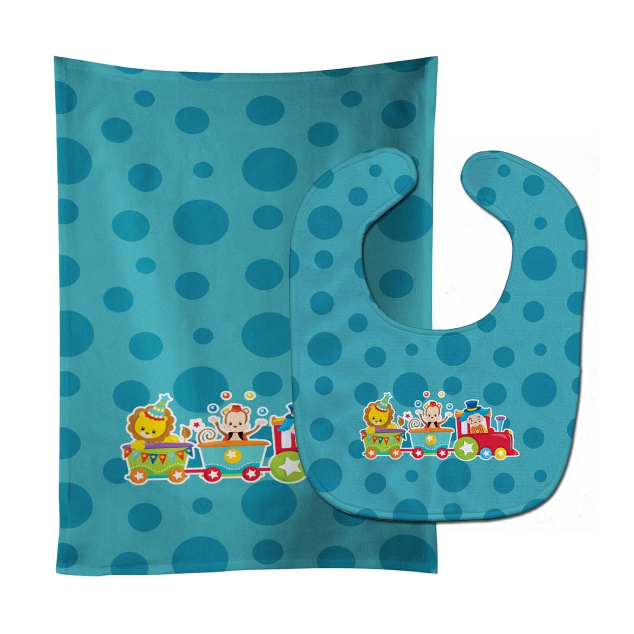 Circus Train Baby Bib & Burp Cloth
