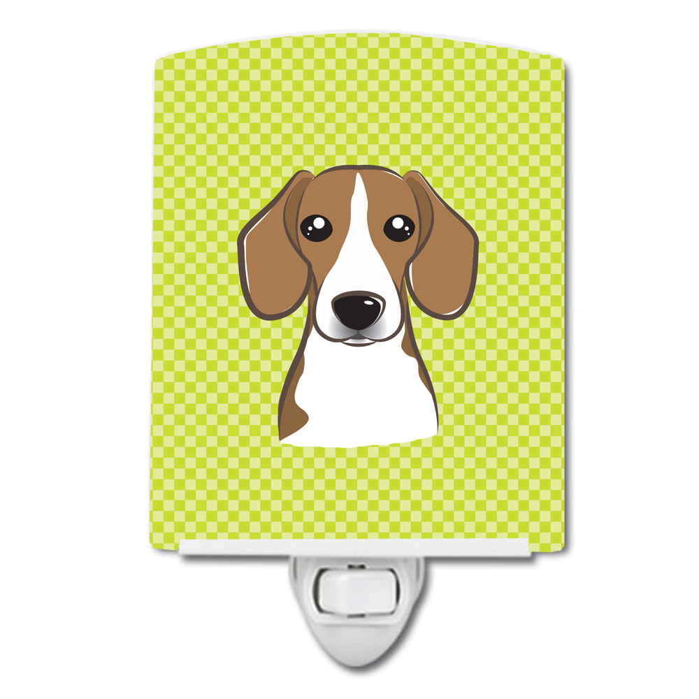 BB1301CNL Checkerboard Lime Green Beagle Ceramic Night Light
