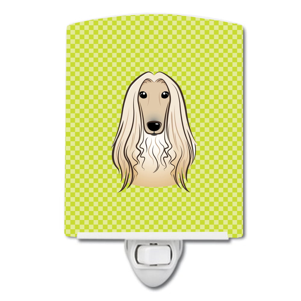 Checkerboard Lime Green Afghan Hound Ceramic Night Light