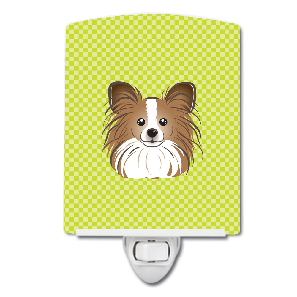 BB1310CNL Checkerboard Lime Green Papillon Ceramic Night Light
