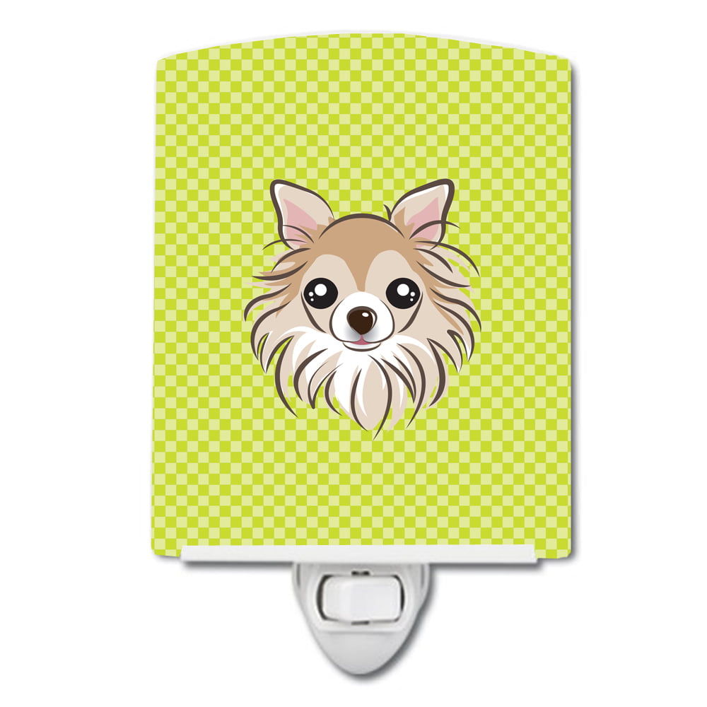 Checkerboard Lime Green Chihuahua Ceramic Night Light