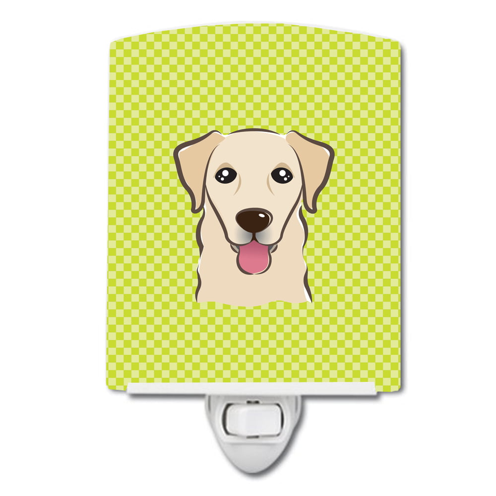 Checkerboard Lime Green Golden Retriever Ceramic Night Light