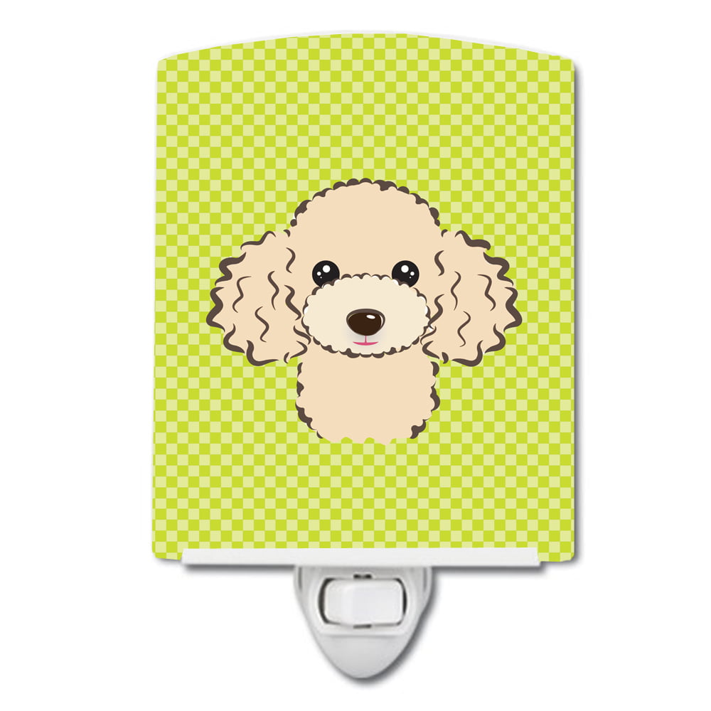 BB1320CNL Checkerboard Lime Green Buff Poodle Ceramic Night Light
