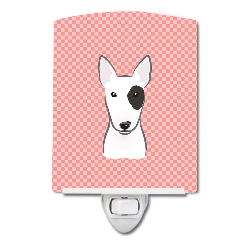 Checkerboard Pink Bull Terrier Ceramic Night Light