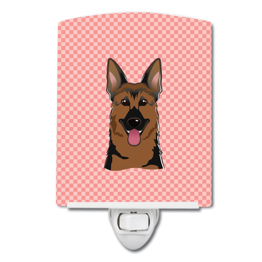 BB1211CNL Checkerboard Pink German Shepherd Ceramic Night Light