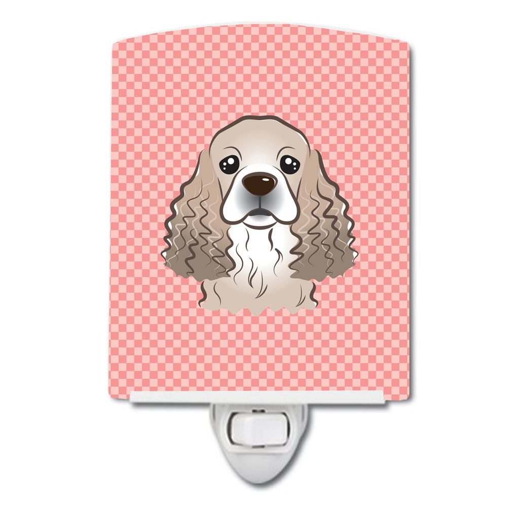 BB1216CNL Checkerboard Pink Cocker Spaniel Ceramic Night Light