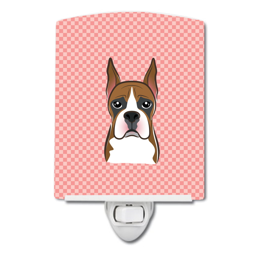 BB1223CNL Checkerboard Pink Boxer Ceramic Night Light