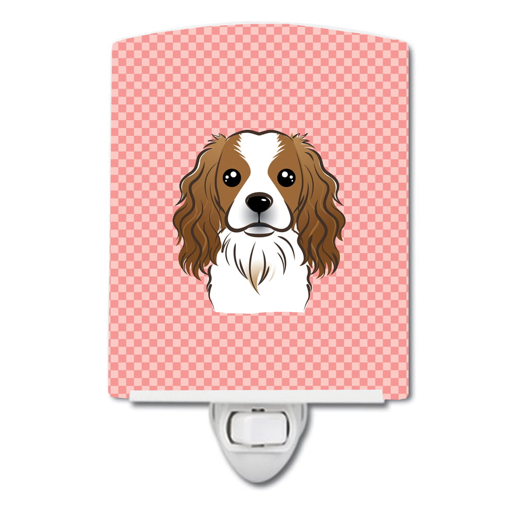 BB1224CNL Checkerboard Pink Cavalier Spaniel Ceramic Night Light