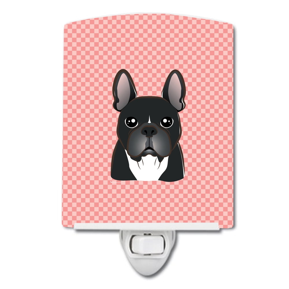 Checkerboard Pink French Bulldog Ceramic Night Light