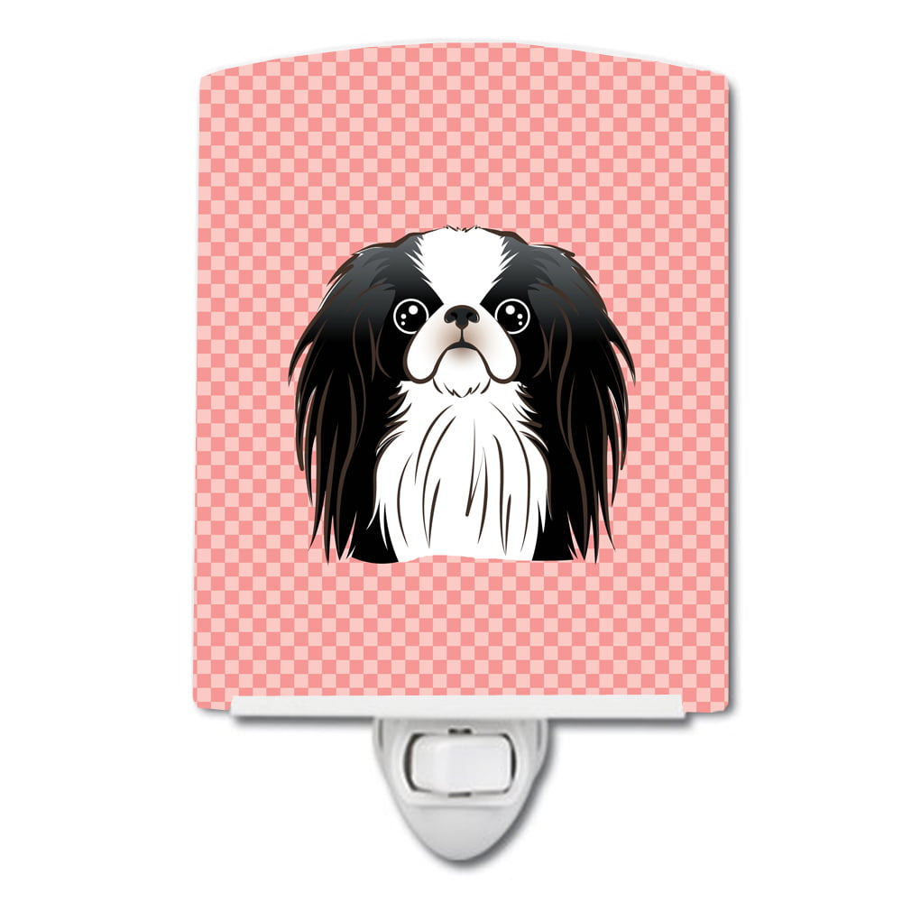 Checkerboard Pink Japanese Chin Ceramic Night Light