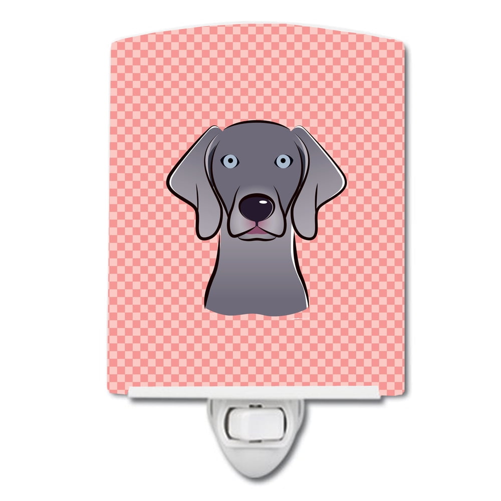 BB1231CNL Checkerboard Pink Weimaraner Ceramic Night Light
