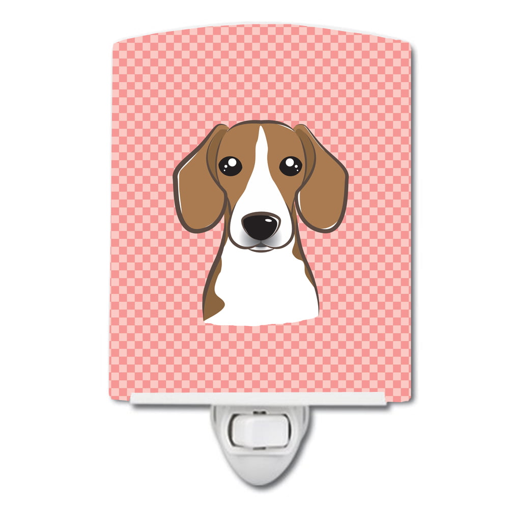 BB1239CNL Checkerboard Pink Beagle Ceramic Night Light