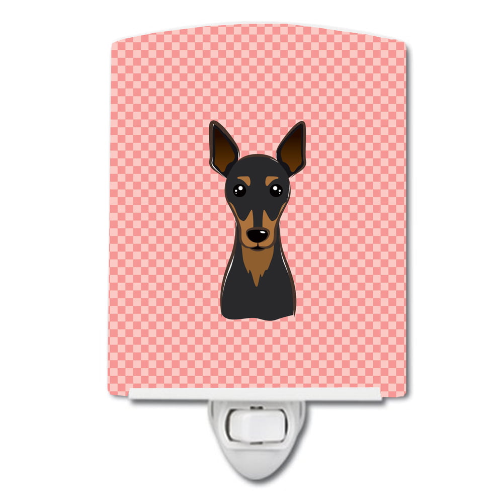BB1240CNL Checkerboard Pink Min Pin Ceramic Night Light