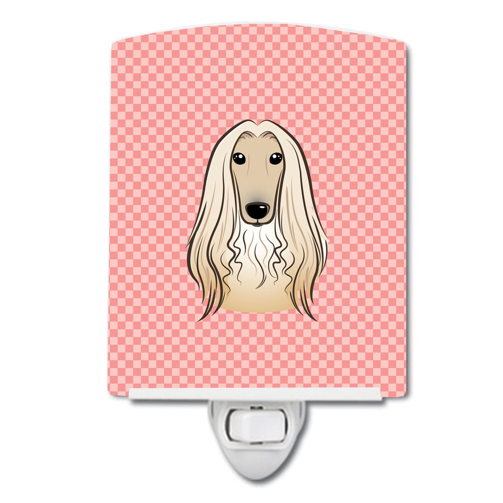 BB1244CNL Checkerboard Pink Afghan Hound Ceramic Night Light