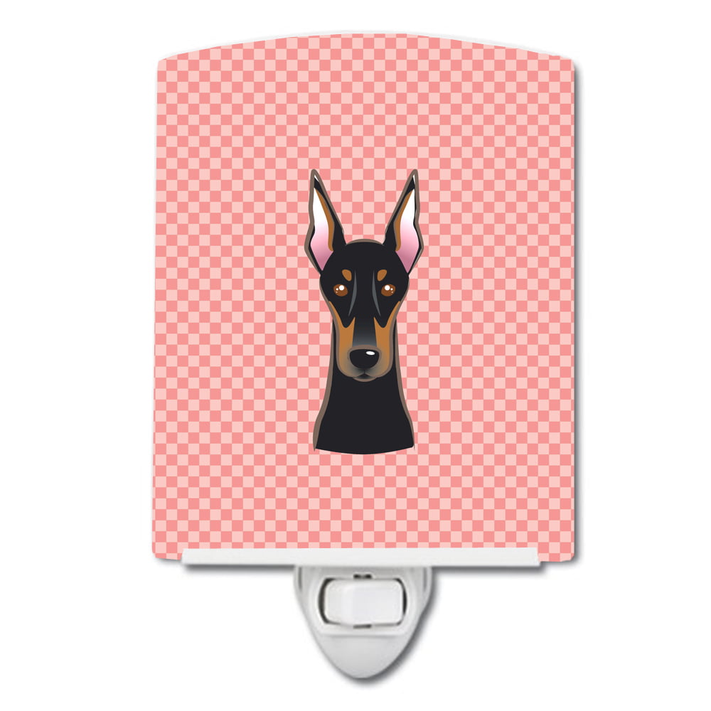 BB1245CNL Checkerboard Pink Doberman Ceramic Night Light