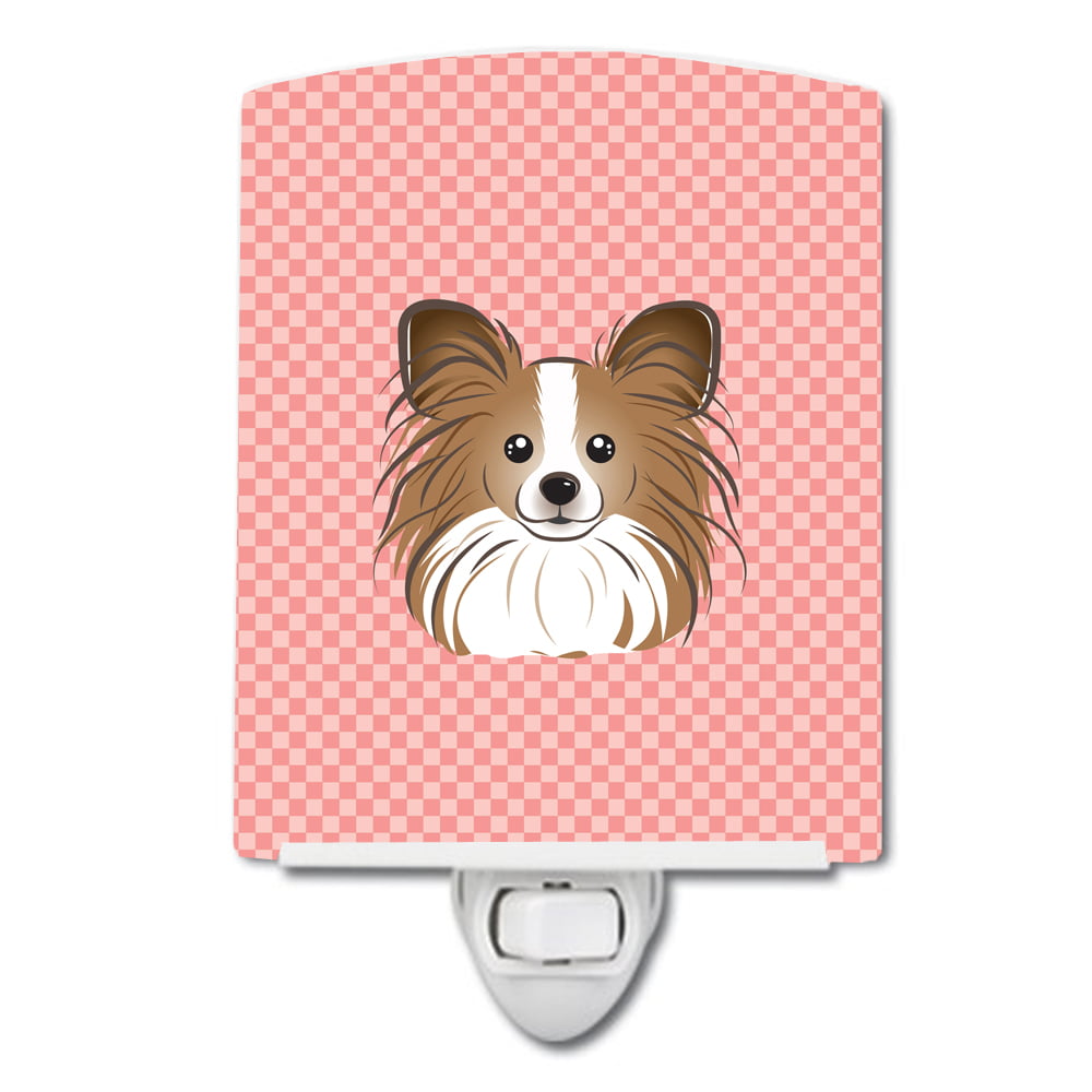 BB1248CNL Checkerboard Pink Papillon Ceramic Night Light
