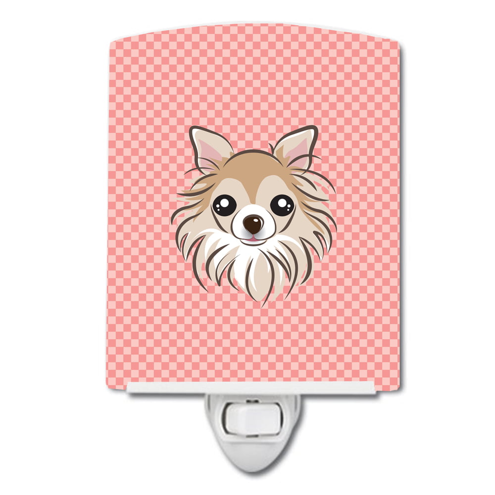 Checkerboard Pink Chihuahua Ceramic Night Light