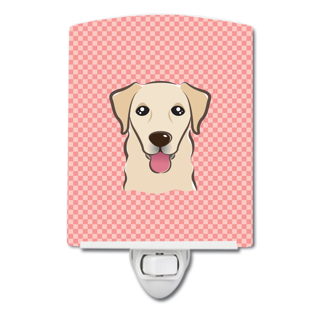 Checkerboard Pink Golden Retriever Ceramic Night Light