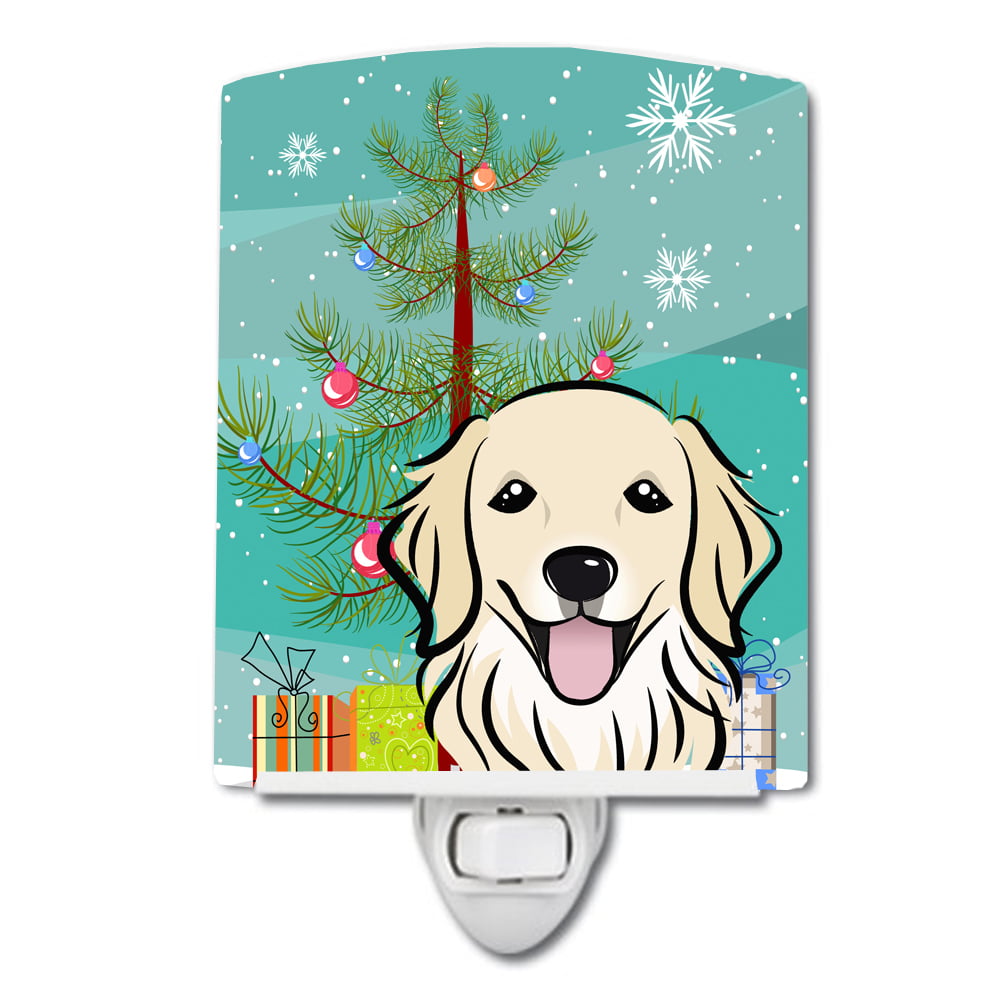 Christmas Tree & Golden Retriever Ceramic Night Light