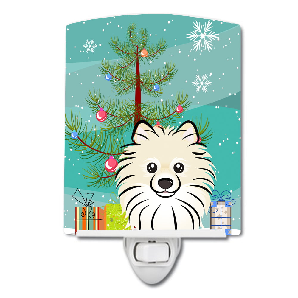 Christmas Tree & Pomeranian Ceramic Night Light