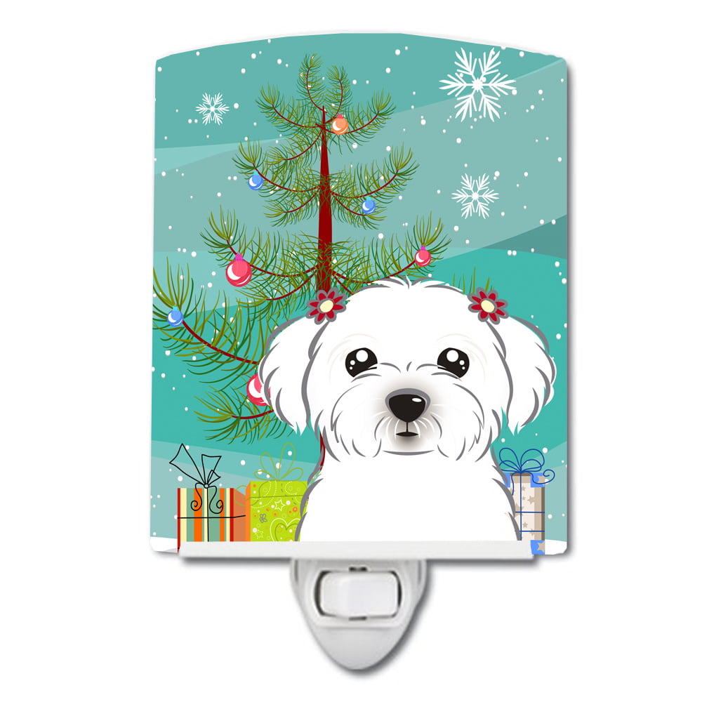 Christmas Tree & Maltese Ceramic Night Light