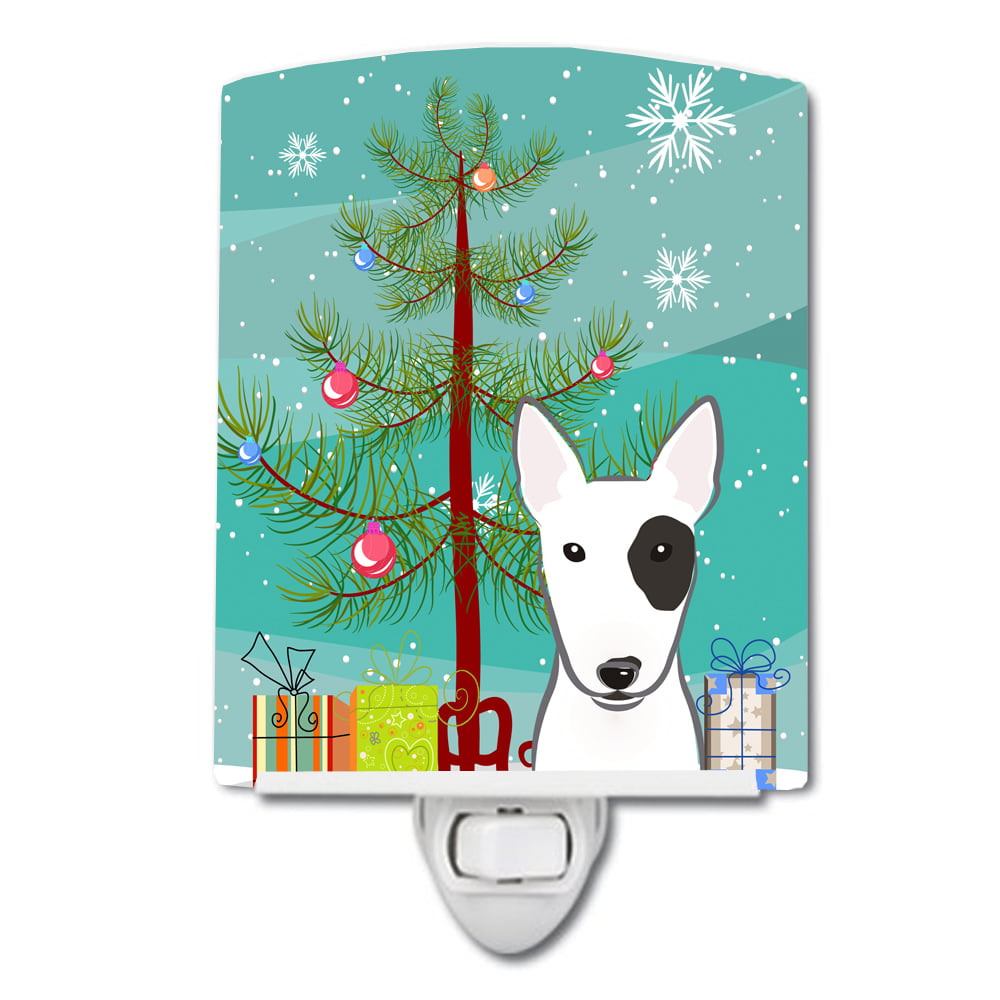 Christmas Tree & Bull Terrier Ceramic Night Light