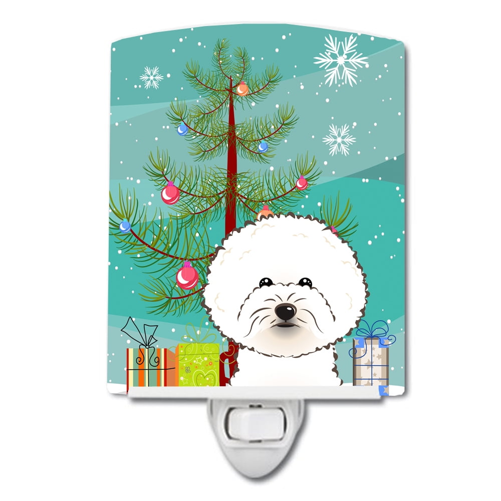 BB1589CNL Christmas Tree & Bichon Frise Ceramic Night Light