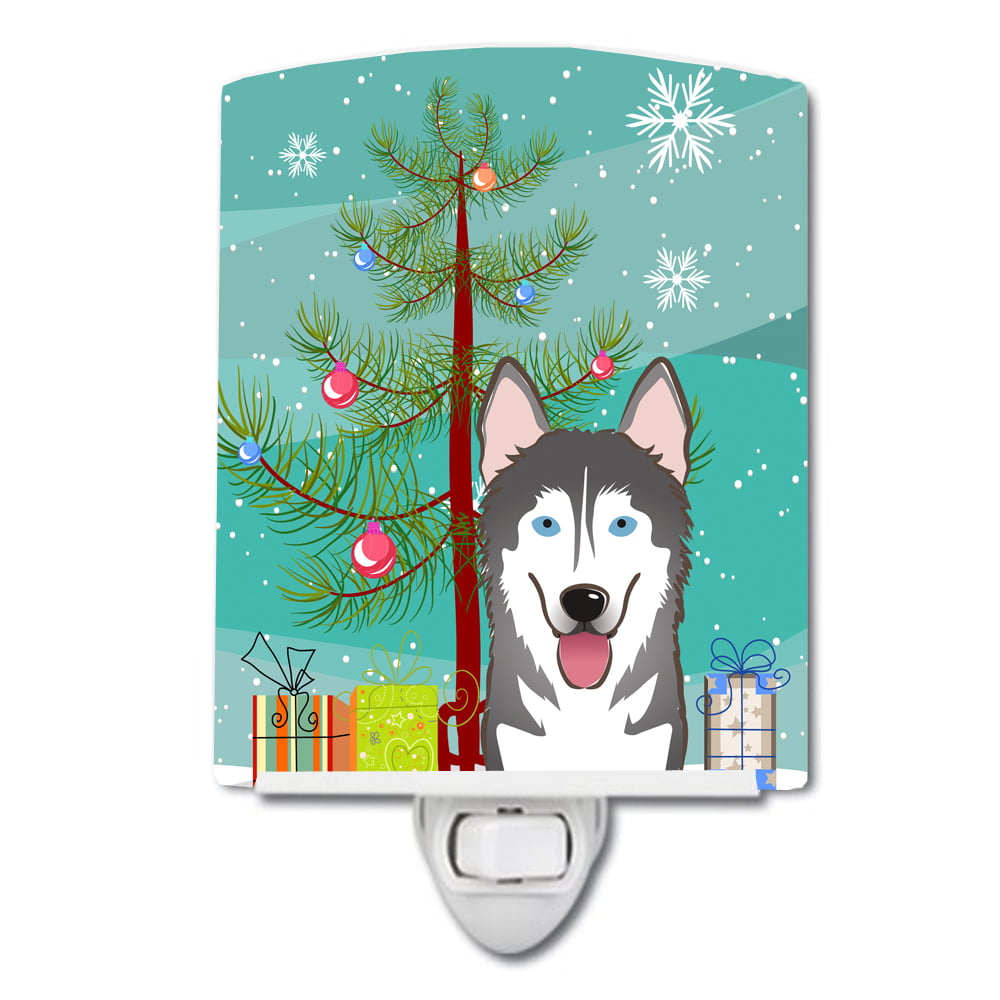 Christmas Tree & Alaskan Malamute Ceramic Night Light