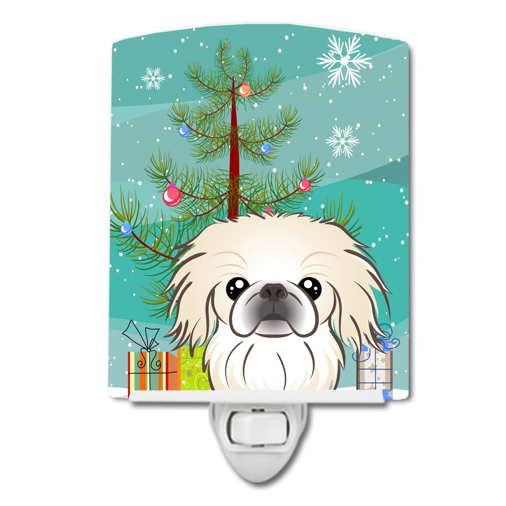 Christmas Tree & Pekingese Ceramic Night Light